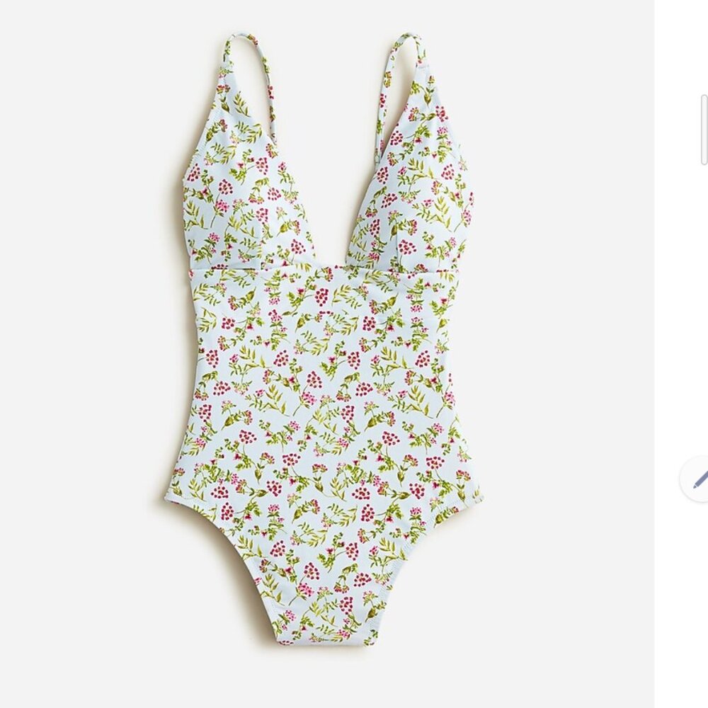 Plunge one-piece in cloud meadow floral